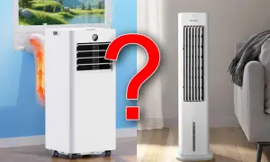 Confronto tra condizionatore portatile con tubo e raffrescatore senza tubo: come funziona ciascuno per rinfrescare l'ambiente.