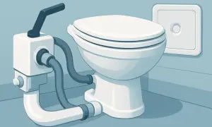 WC con pompa per lo scarico delle acque nere. Sistema di scarico efficiente e compatto.