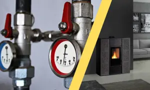 Schema corretto montaggio tubi stufa a pellet: termometro e valvole per un impianto efficiente.